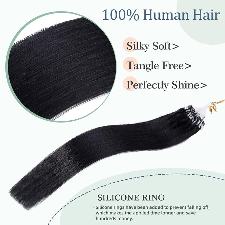 Silk-co Micro Loop Extensions Echthaar 0,5g Micro Ring Haar Extensions Weich Glatt Haarverlängerung