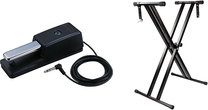 Roland DP-10 Dämpfer-Pedal & RockJam Double Braced Adjustable Keyboard Stand with Locking Straps