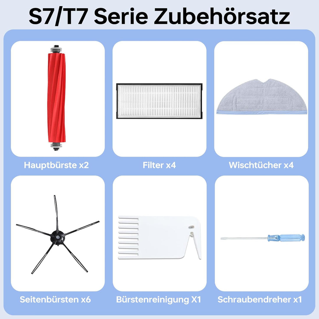 Ersatz Zubehör Set für Roborock S7 S7+ S7 Plus S7 MaxV S7 Pro S7 MaxV Ultra T7 Staubsauger,18 Ersatz