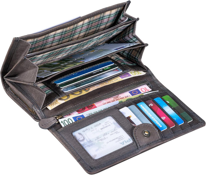 Benthill Portemonnaie Leder Gross - Geldbörse mit RFID Schutz - Geldbeutel aus echtem Rindsleder mit