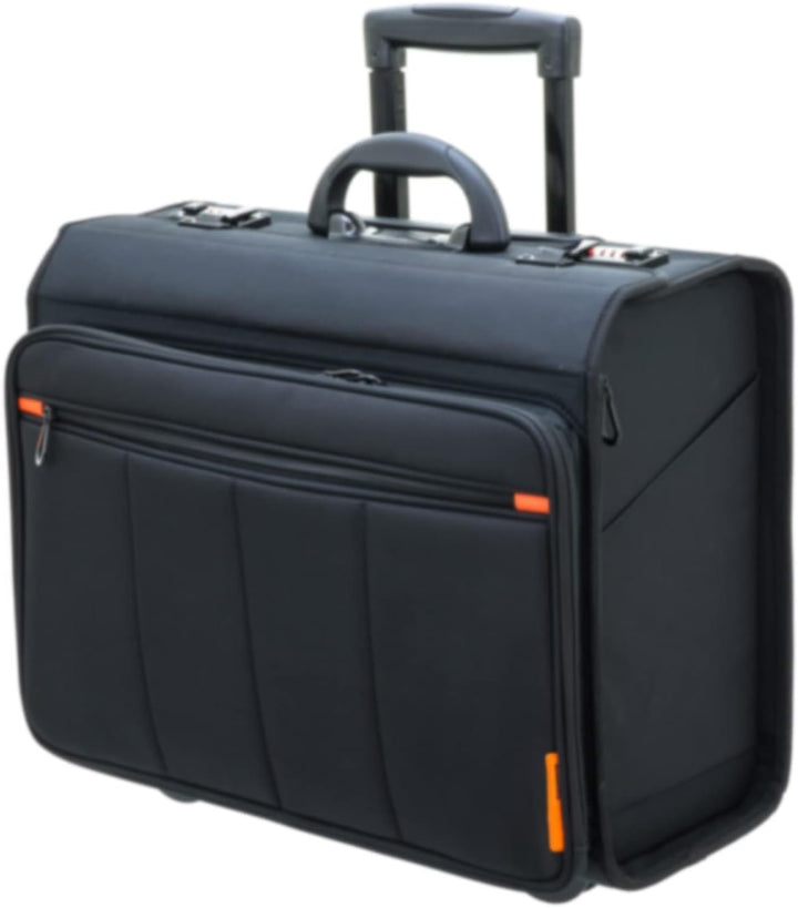 Bowatex Aktenkoffer Pilotenkoffer Erweiterbar Rollen Akten Trolley Schwarz 47 cm