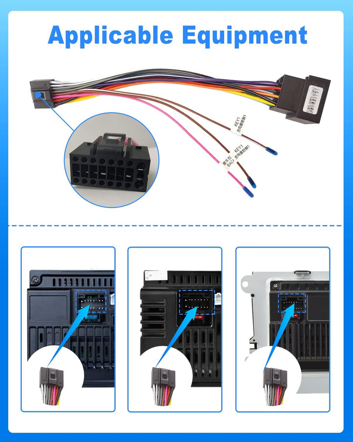 16 Pin Kabelbaum ISO Adapter für Android Autoradio Universal ISO Standard Buchse, Radio Stecker mit
