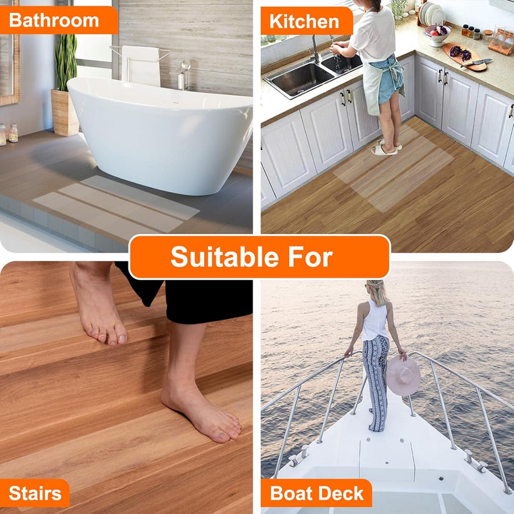 Spurtar Treppenstufen Matten Antirutsch Treppe,10 x 60 cm Streifen Transparent Klebeband Stufenmatte