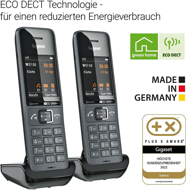 Gigaset Comfort 520HX Duo - 2 DECT-Mobilteile mit Ladeschale - Fritzbox-kompatiel - elegantes Schnur