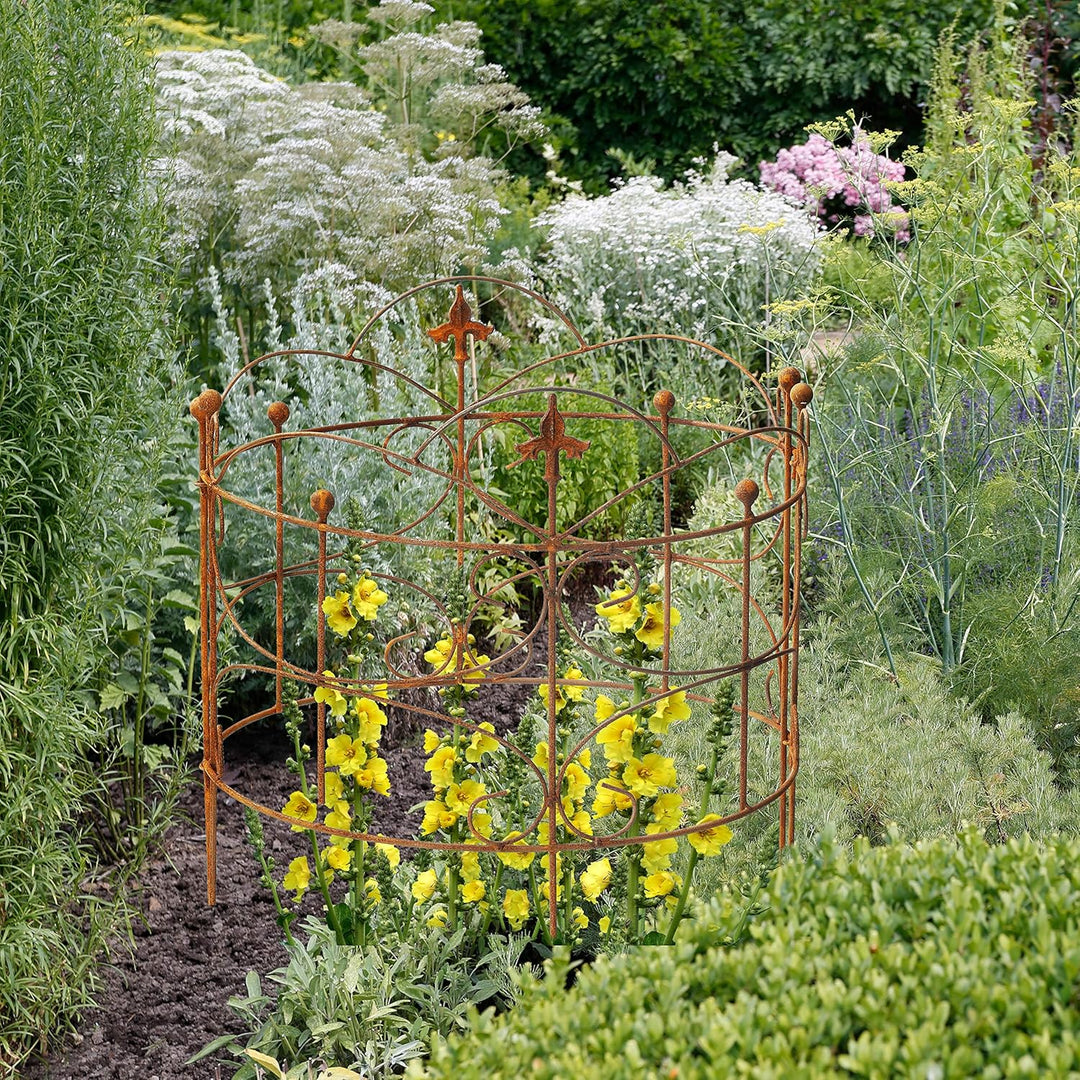 ecosoul Staudenhalter Strauchhalter bodennah 2-teilig rund Rankhilfe Beet Metall Eisen Rost Deko