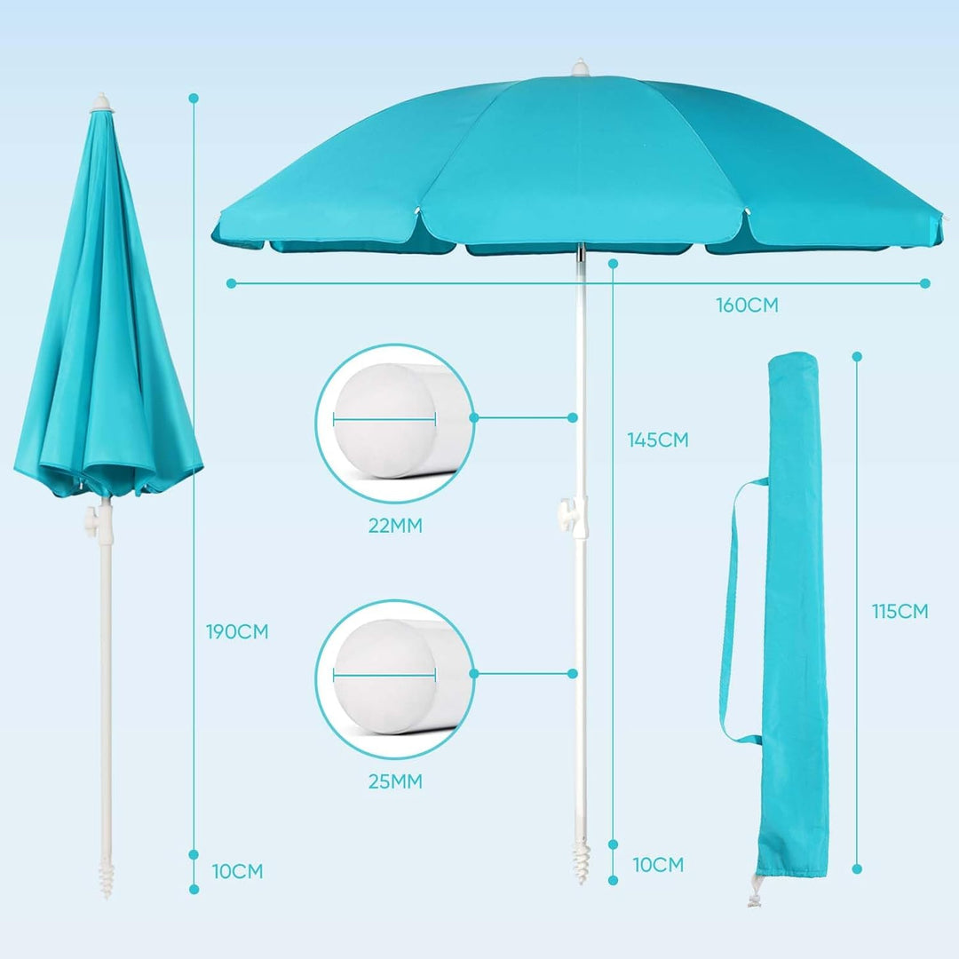 Sekey® Sonnenschirm| Stabil Strandschirm mit Bodenhülse & Schutzhülle für Balkon Garten & Terrasse|