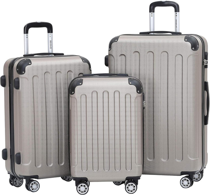 BEIBYE- Hartschalenkoffer Koffer Trolley Rollkoffer Reisekoffer Zahlenschloss 4 Zwilings-Rollen (Cha