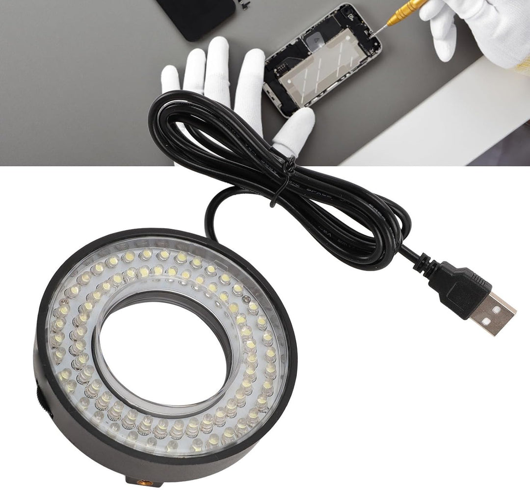 Mikroskop LED Ringlicht, 72 LEDs, 6500 K–7500 K, Verstellbare Beleuchtung, USB 5 V, Mikroskop Licht