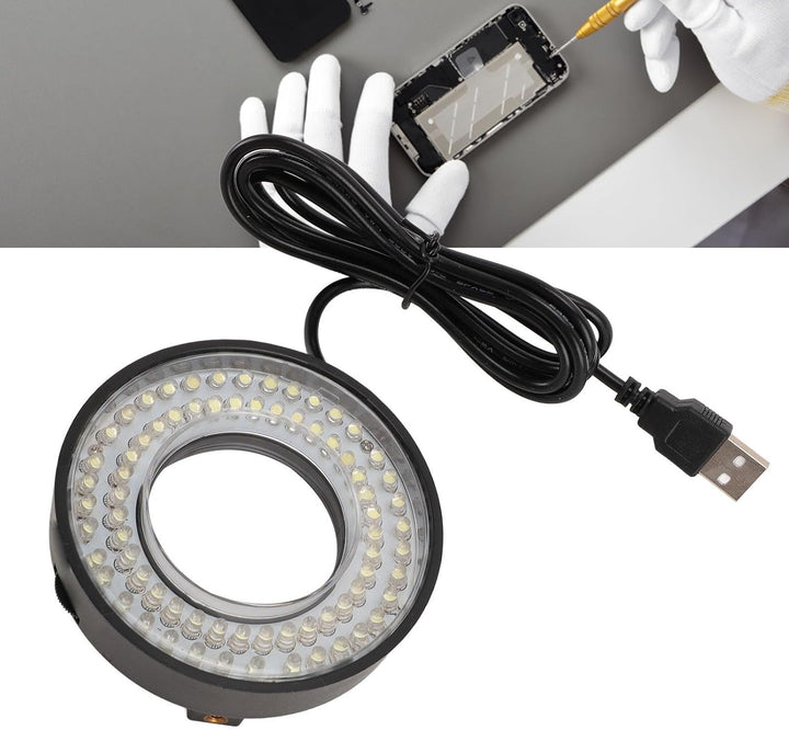Mikroskop LED Ringlicht, 72 LEDs, 6500 K–7500 K, Verstellbare Beleuchtung, USB 5 V, Mikroskop Licht