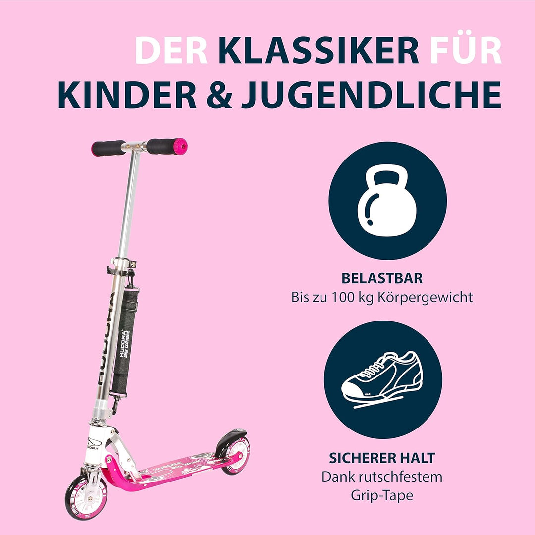 HUDORA BigWheel 125 Scooter - Sicherer & hochwertiger Aluminium-Roller für Kinder - Höhenverstellbar