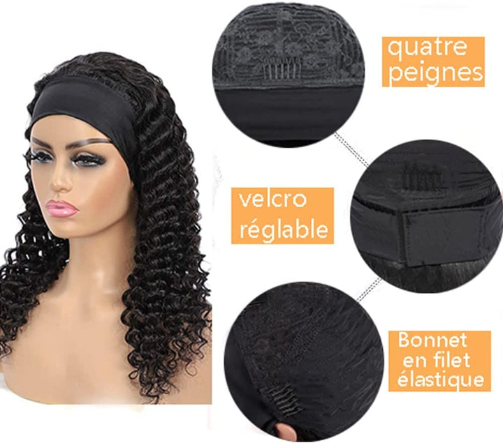 Stirnband Perücke Human Hair Deep Curly Stirnband Perücken Human Hair Leimlose für schwarze Frauen15