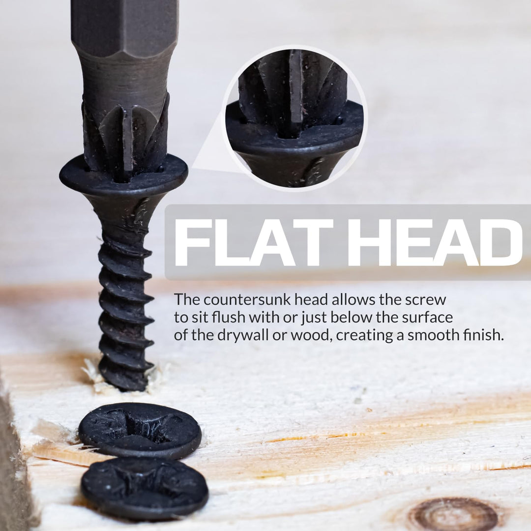 3.5x41mm Schwarze Trockenbauschrauben, Selbstschneidend, Phillips-Senkkopf, Grobgewinde, Scharfer Pu