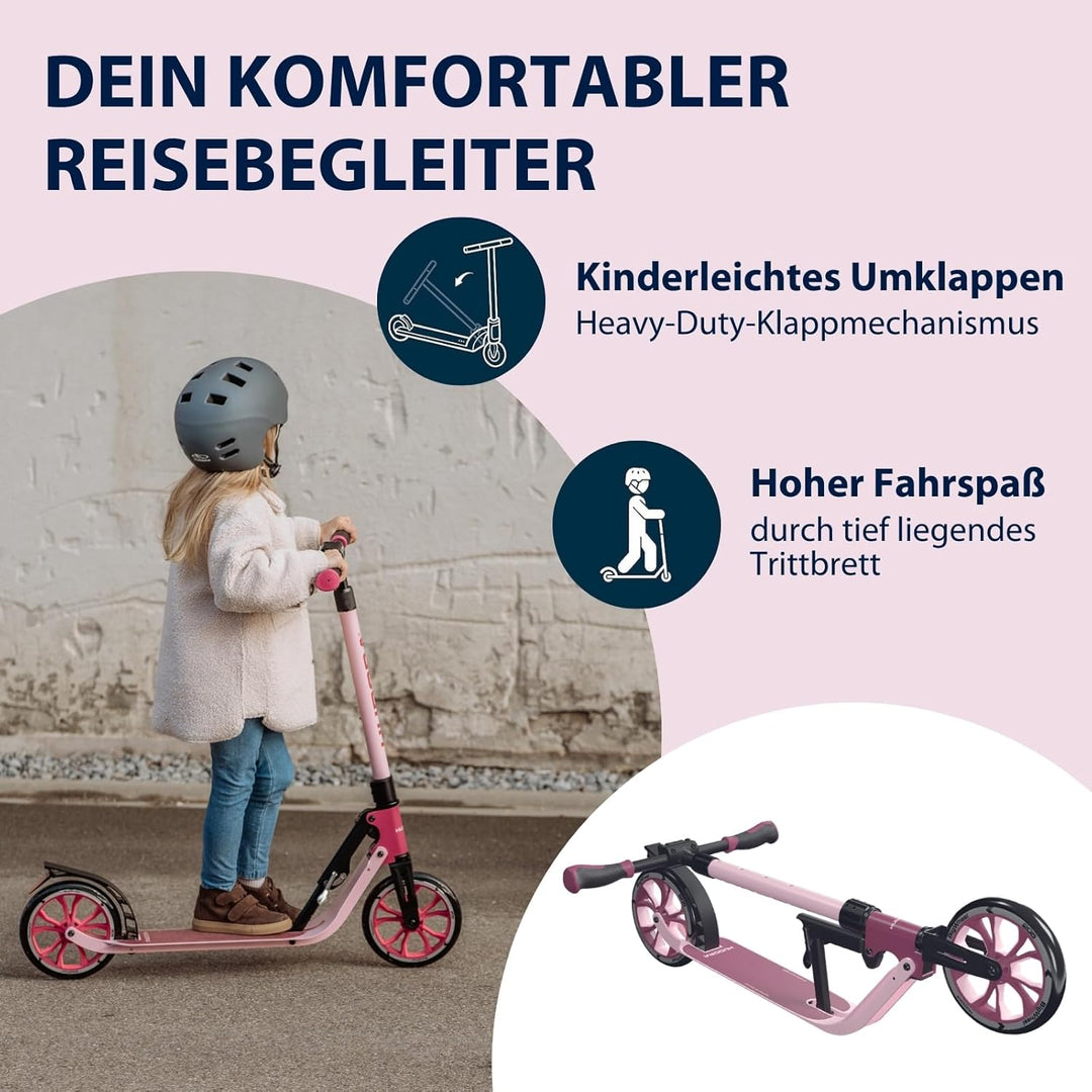 HUDORA BigWheel® 205 Advanced Scooter - Komfortabler Aluminium-Roller für bis zu 100kg - Höhenverste