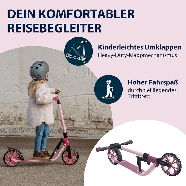 HUDORA BigWheel® 205 Advanced Scooter - Komfortabler Aluminium-Roller für bis zu 100kg - Höhenverste