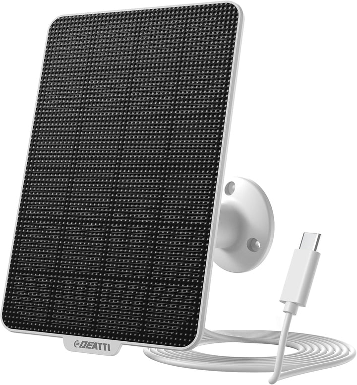 DEATTI 3W Solarpanel für Überwachungskamera Aussen Akku, Wetterfest, 360° Einstellbare Halterung, US