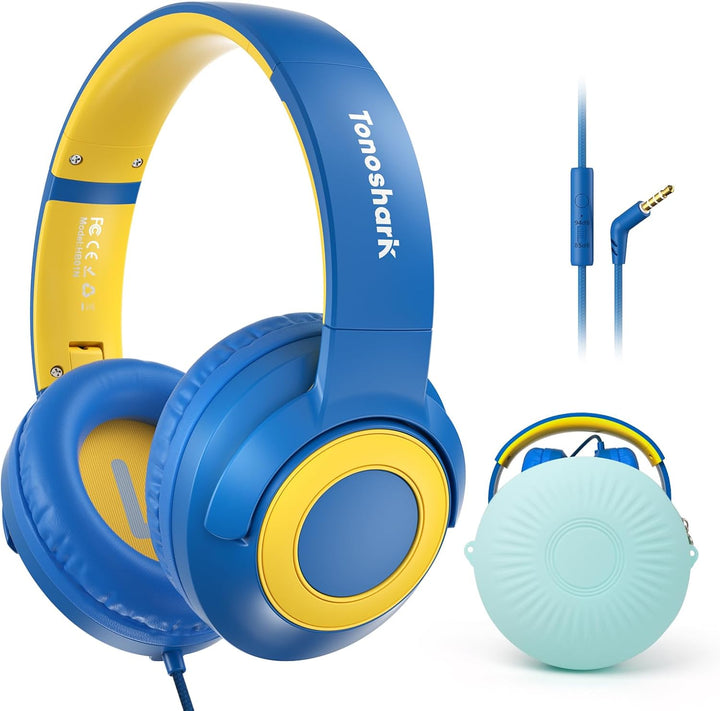 TONOSHARK Kinderkopfhörer mit Kabel Klappbar, mit Mikrofon, Kopfhörer Kinder Gehörschutz auf 85/94 d