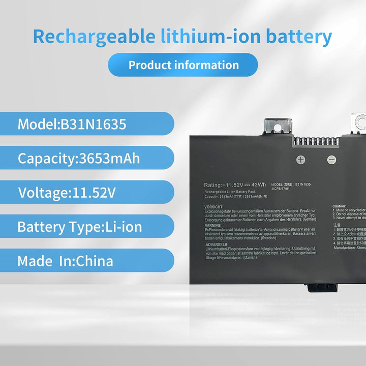 B31N1635 B3INI635 0B200-0254000 Laptop-Ersatzakku für Asus A705 A705U X705UA N705UD N705UN N705UQ X7