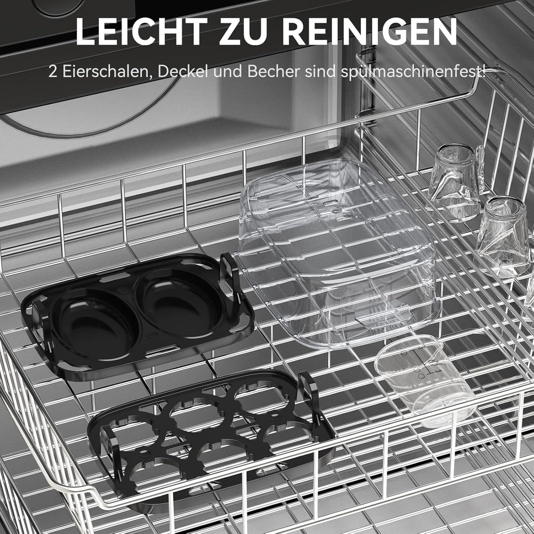 YASHE Eierkocher Edelstahl, 400W Kompakter Eierkocher Multifunktional, 6 Eier leicht zu Pellen, Weic