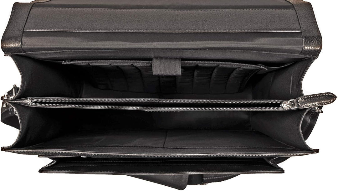 Fa.Volmer® Herren Echt-Leder Business-Tasche für Notebook #Bag16208 in Farbe Braun und Schwarz, Schw