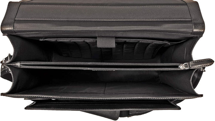 Fa.Volmer® Herren Echt-Leder Business-Tasche für Notebook #Bag16208 in Farbe Braun und Schwarz, Schw