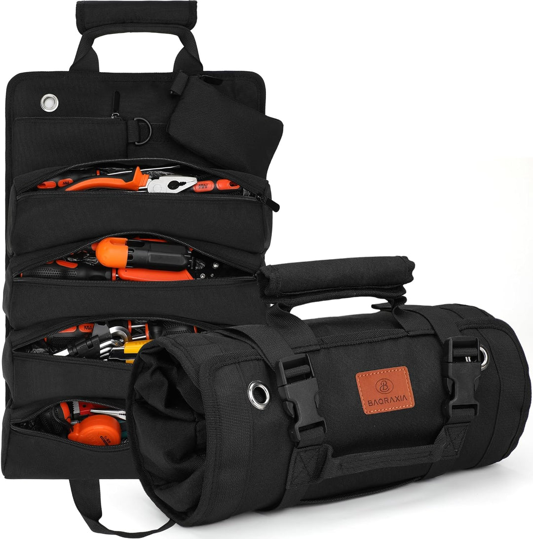 BAQRAXIA Werkzeugtasche, aufrollbare kleine Werkzeugbox, robuster Werkzeug-Organizer mit 2 abnehmbar
