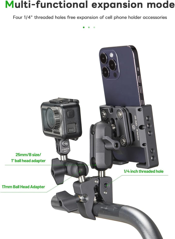 FANAUE CC-04F Schutz vor Diebstahl Lenkerklemmbasis mit 1" Ball Adapter für Durchmesser 13-52mm Moto