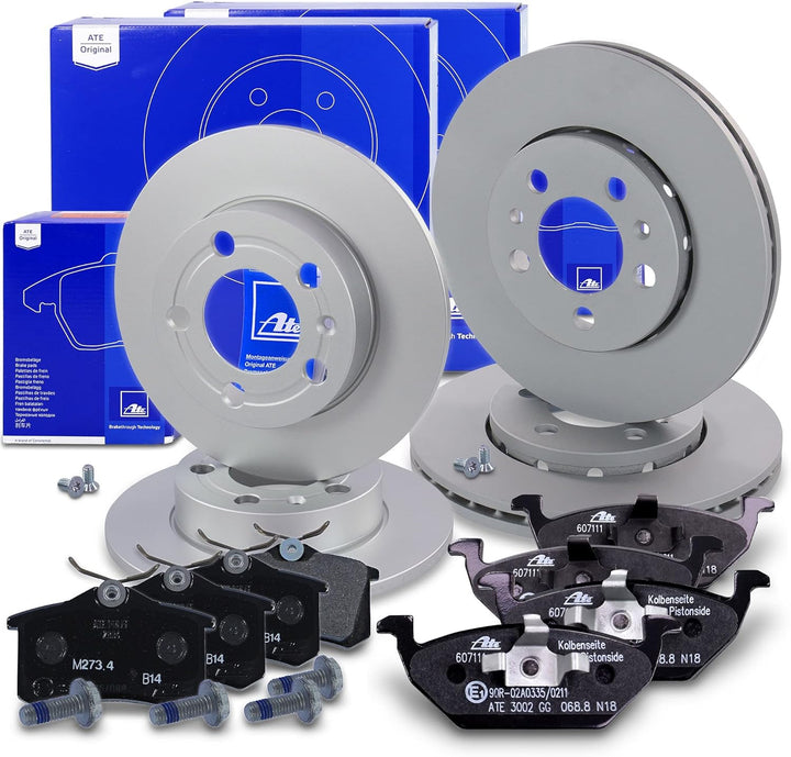ATE Bremsenset inkl Bremsscheiben Vorne Ø 280 mm Belüftet + Hinten Ø 253 mm Voll + Bremsbeläge Vorne