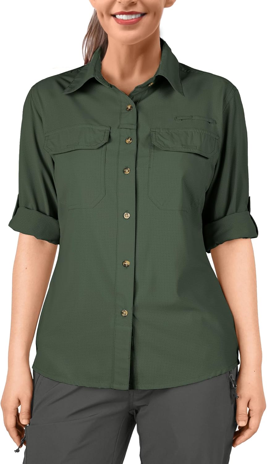 33,000ft Hemd Damen UPF50+ UV Schutz Outdoorhemd Schnelltrocknend Freizeithemd Langarm Funktionshemd