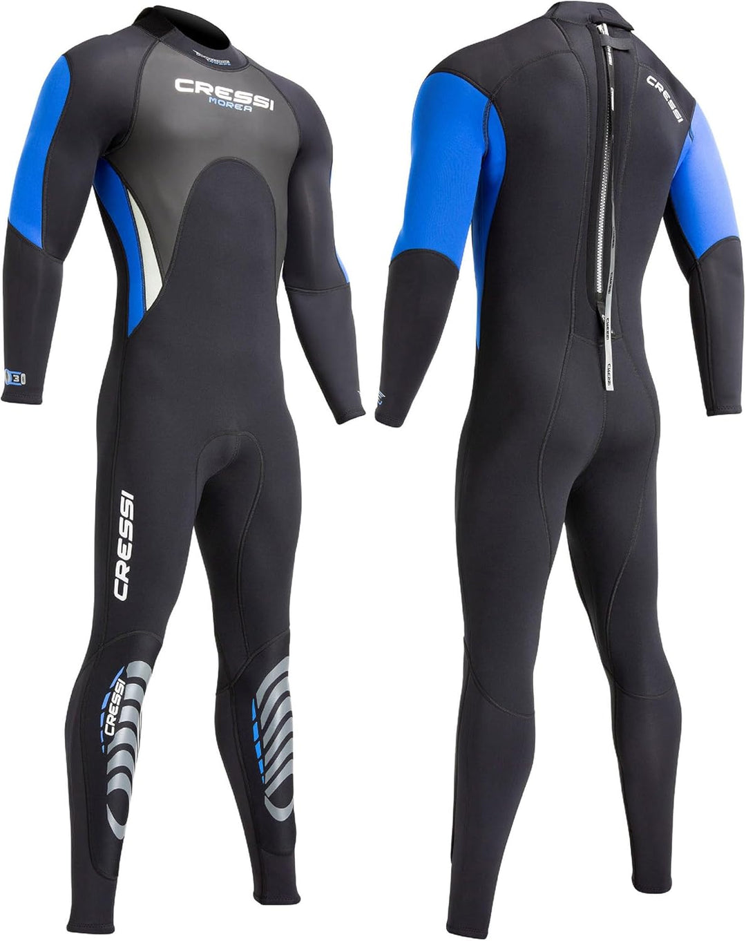 Cressi Morea Herren - Neoprenanzug 3mm für alle Wassersportarten L/4 Schwarz/Blau/Silber, L/4 Schwar