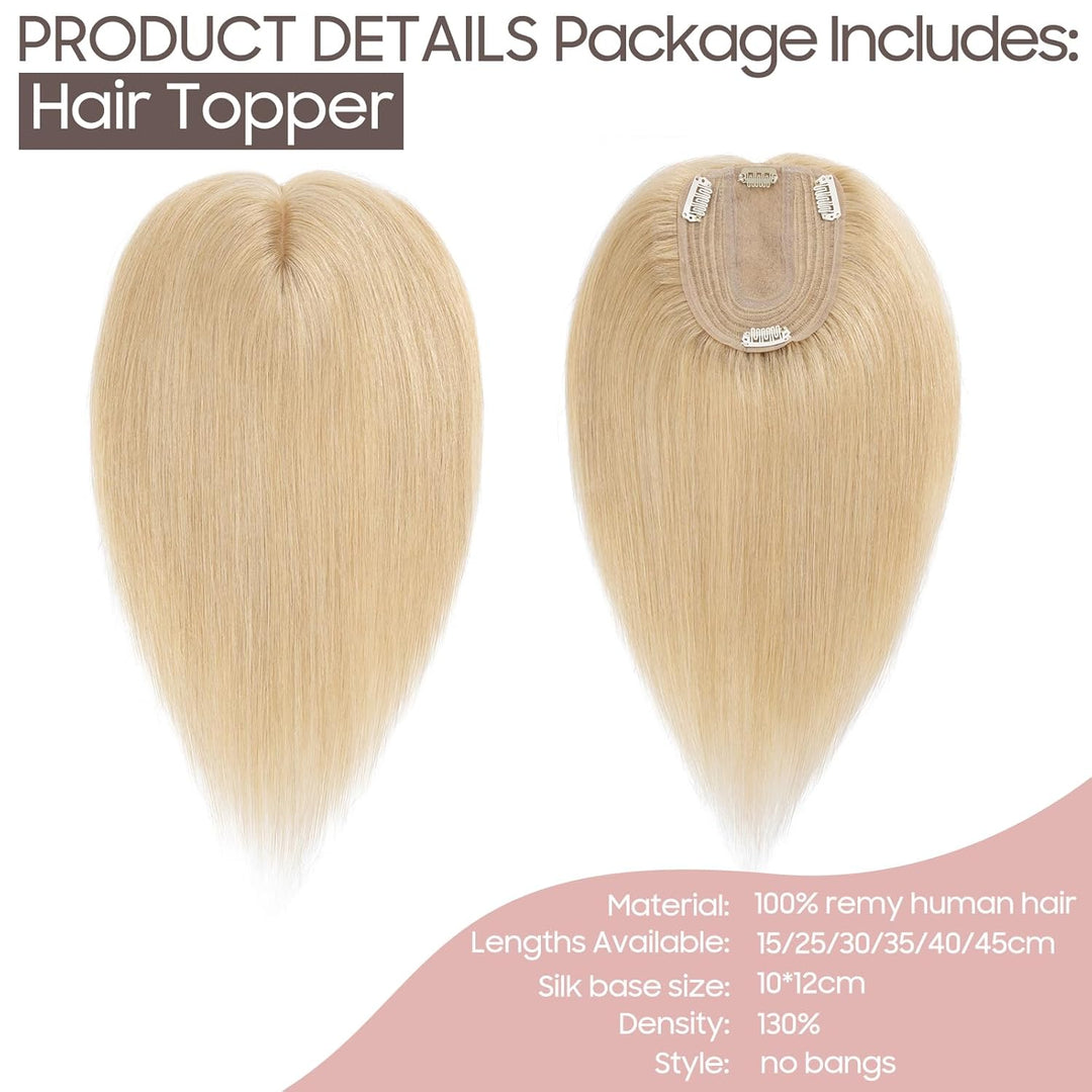 Silk-co Hair Topper Echthaar, 10x12cm Basis Toupet Damen, Haartopper Echthaar mit Remy Seide Basis,