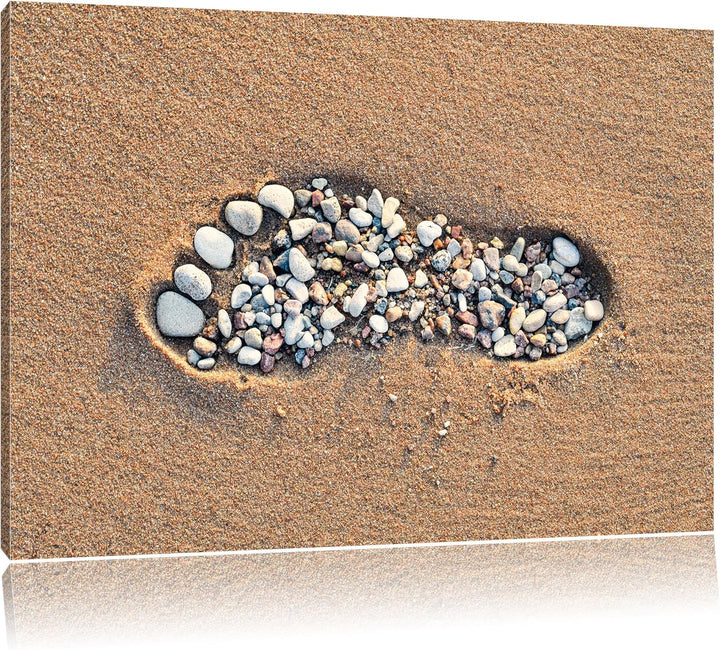 Fussabdruck im Sand, Format: 100x70 auf Leinwand, XXL riesige Bilder fertig gerahmt mit Keilrahmen,