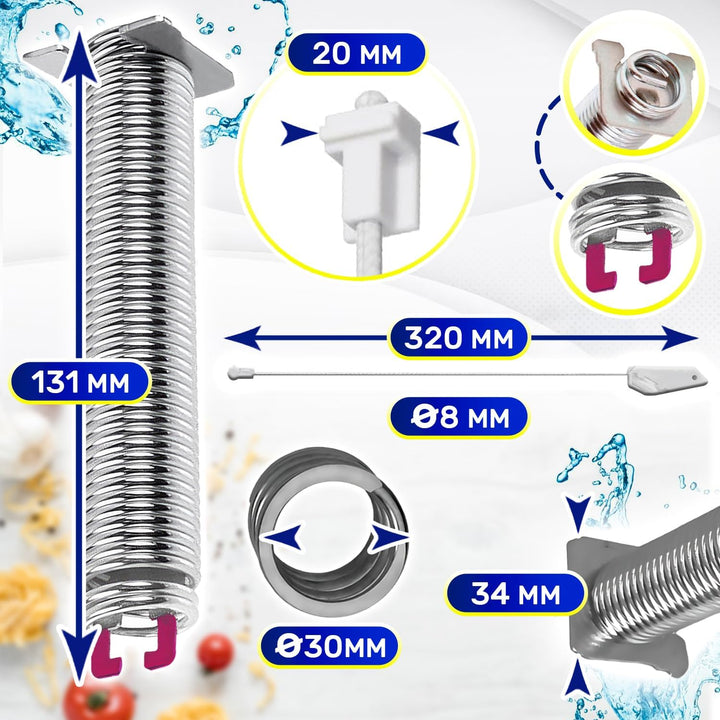 Reparaturset Feder in Rosa und Seilzug für Tür Geschirrspüler mit dem Originalcode 00754873 754873 f