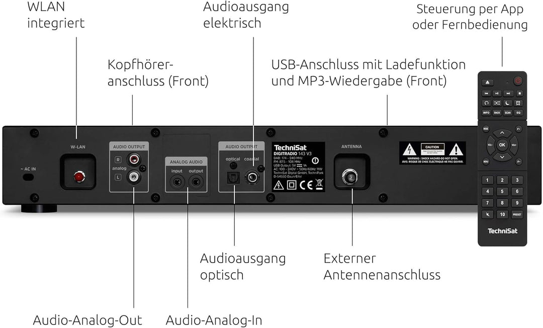 TechniSat DIGITRADIO 143 (V3) – HiFi-Tuner Internetradio (DAB+ Digital-Radio, Bluetooth-Audio-Stream