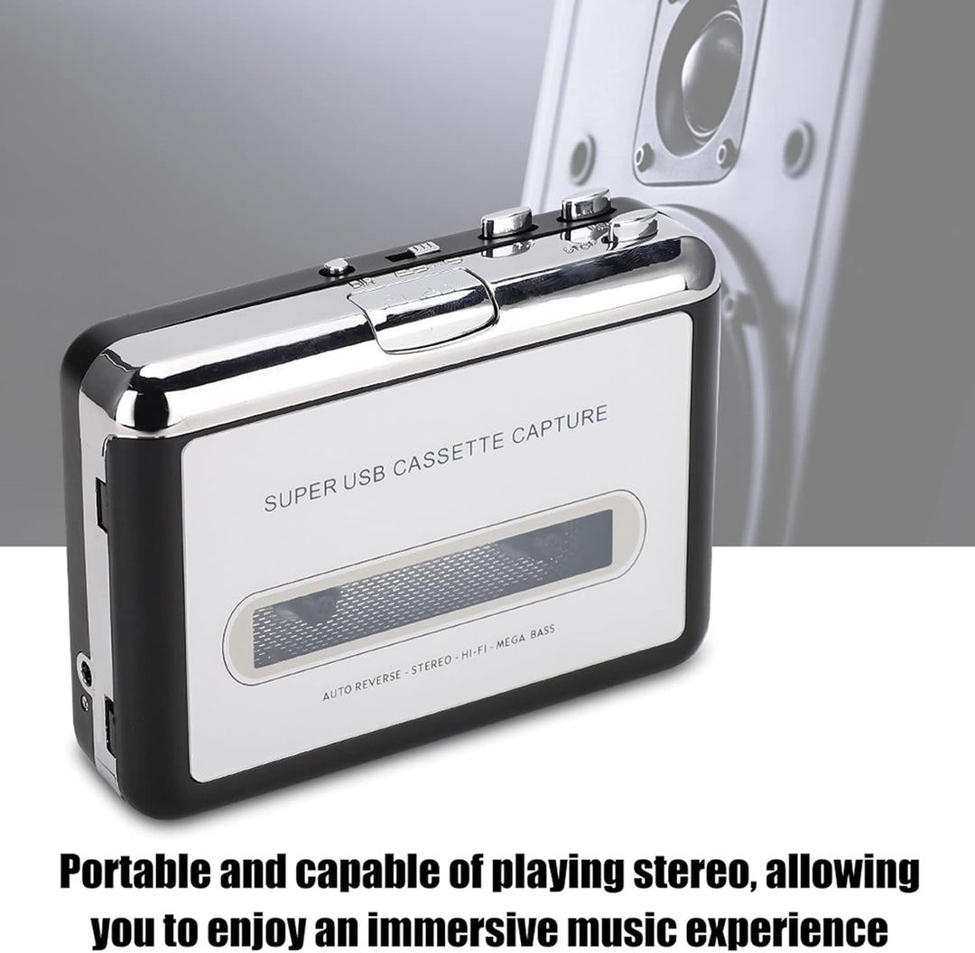 Garsent Kassettenrekorder, USB-Bandkonverter für MP3-Audio-Musik-Player mit Kopfhörern, kompatibel m