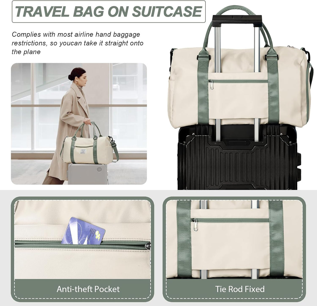 Sport Duffel Bag Damen,Sporttasche mit Nassfach&Schuhfach Reise Duffel Bags Übernachtungstasche Leic