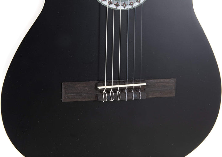 GEWApure Konzertgitarre BASIC ELECTRO schwarz, mit Tonabnehmer, Stimmgerät, walnussfarbig
