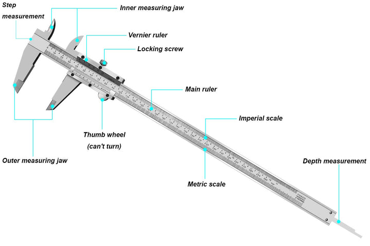 ZLKSKER 0-12 Zoll / 300 mm Mikrometer-Messschieber, Edelstahl Präzisionsmesswerkzeug (Zoll/metrisch)