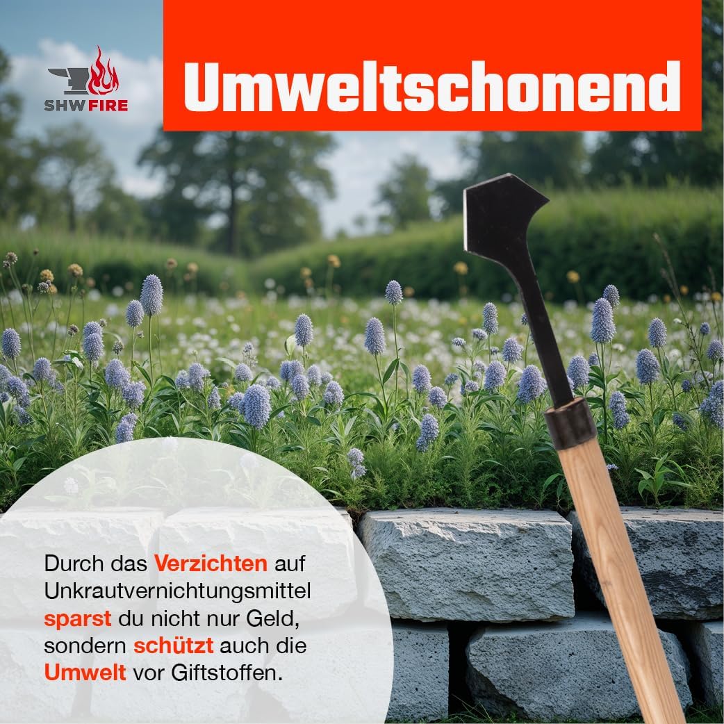 SHW-FIRE Fugenkratzer mit präzisem Schliff mit langem Holzstiel - perfektes Gartenwerkzeug für die U