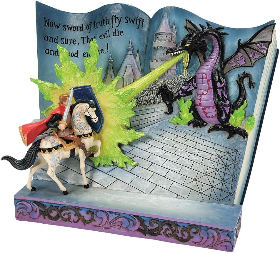 Jim Shore Enesco Dianey Traditions 6013068 Prince Philip and Dragon Storybook Figurine 6.5"