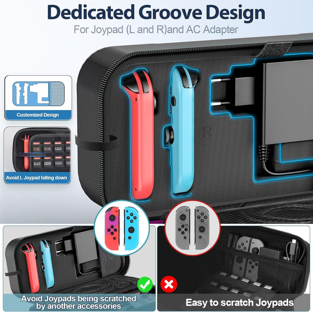 Switch Tasche kompatibel mit Nintendo Switch/OLED-Modell, Grosse Switch Tragetasche für Joycon und E