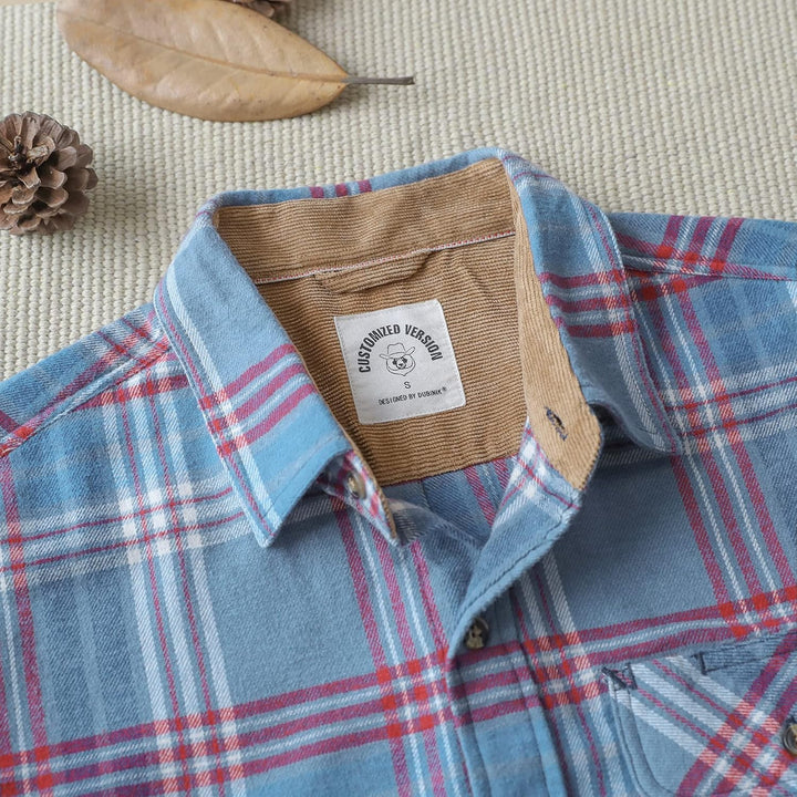 Dubinik® Flanellhemd Herren Kariert Flanellhemden Langarm Casual Button Down Freizeithemd Mit Brustt