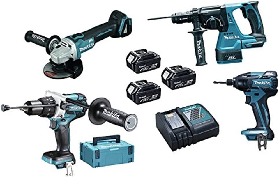 Makita DLX4050TJ Maschinen Pack 4 + 3 akku 18V 5Ah Li-ion + 2 koffer Makpac,