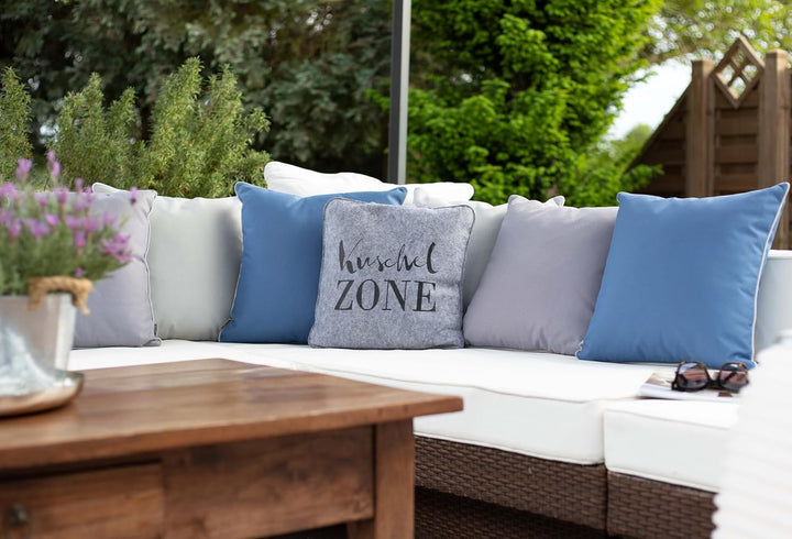 Brandsseller Outdoor Garten Kissen Dekokissen mit Paspel - Garngefärbt Uni Schmutz- und Wasserabweis