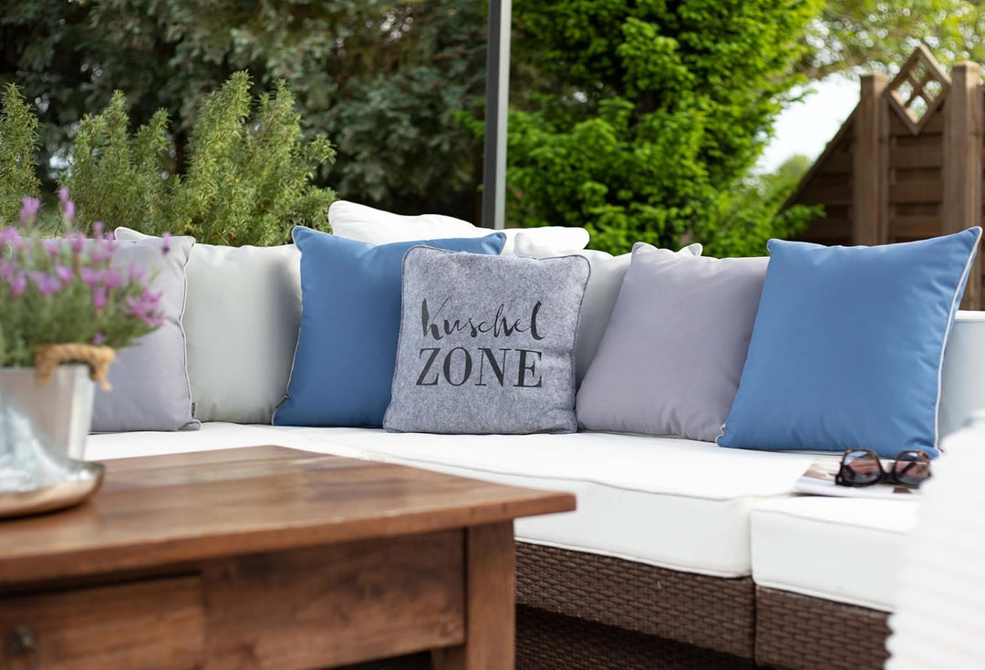 Brandsseller Outdoor Garten Kissen Dekokissen mit Paspel - Garngefärbt Uni Schmutz- und Wasserabweis