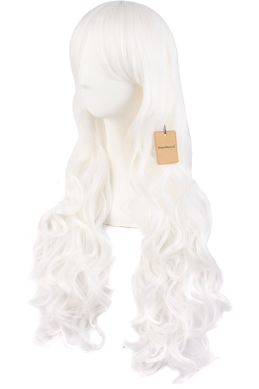 MapofBeauty Lolita lange lockige geheftet auf Pferdeschwanz Cosplay Perücke (Wei) 70 cm (1er Pack) W