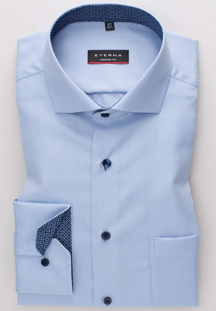 ETERNA Langarm Hemd Modern Fit Twill strukturiert 41 Hellblau, 41 Hellblau