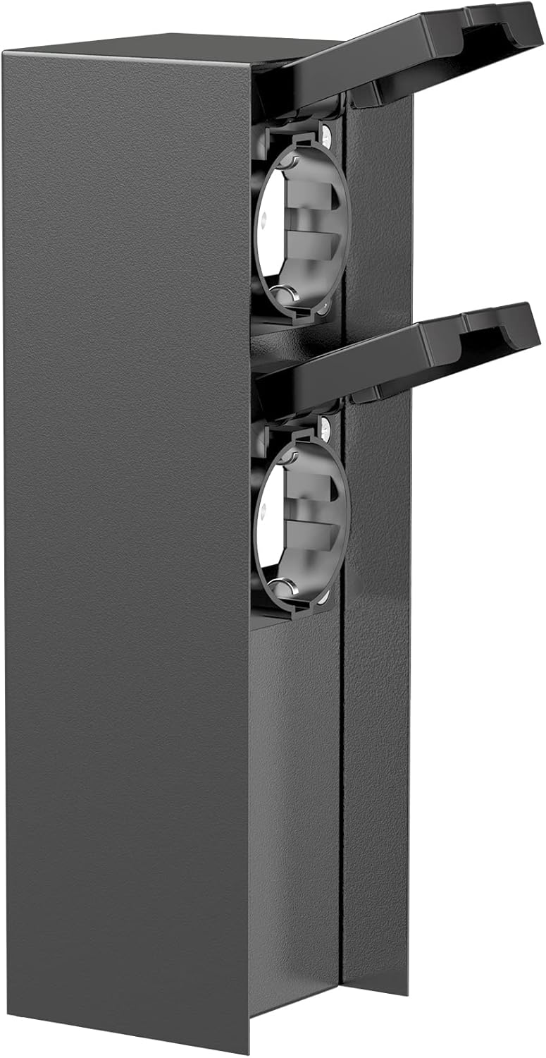 ledscom.de Garten Steckdosensäule POMI, Outdoor, IP44, 2-Fach, anthrazit, eckig, 23 cm, 2 STK. 2 Stü