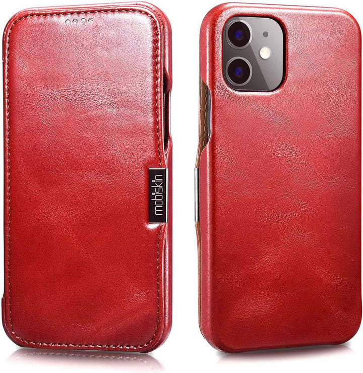 Mobiskin Hülle kompatibel mit Apple iPhone 12 Mini (5,4 Zoll), Handyhülle mit echtem Leder, Case, Sc