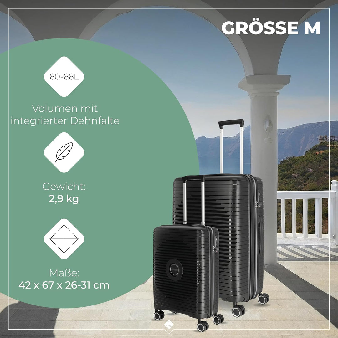 Travelite Hartschalen Kofferset 3teilig, 4 Rollen, ORBITA, Trolleys mit bruchsicherer Schale und pra