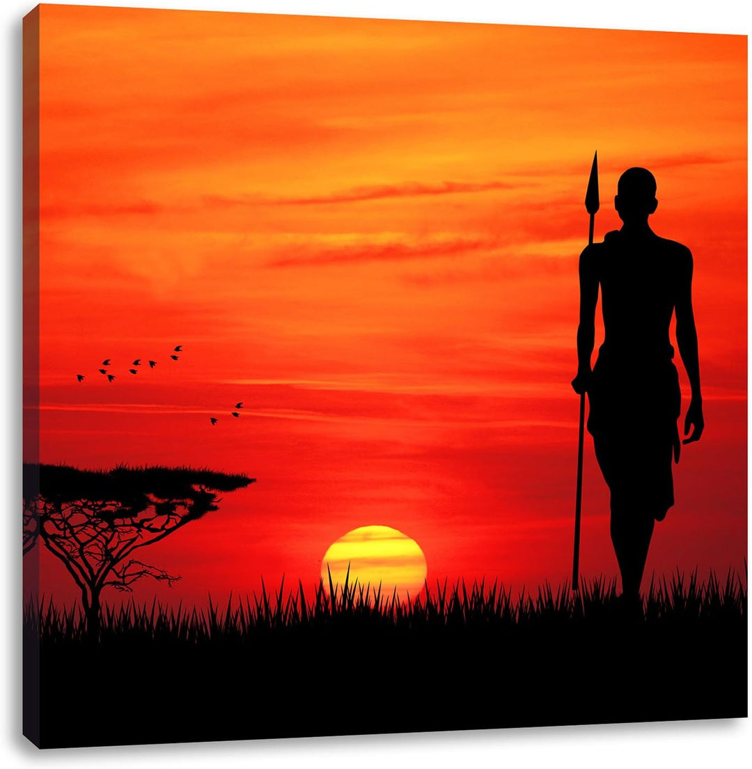 Roter Sonnenuntergang in Afrika, Format: 70x70 auf Leinwand, 70x70